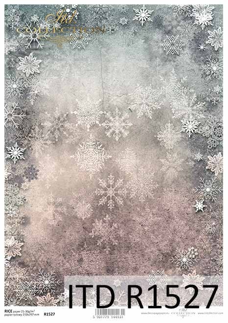 Papier decoupage świąteczne śnieżynki, tapeta do mix-mediów*Decoupage paper Christmas snowflakes, wallpaper for mix-media