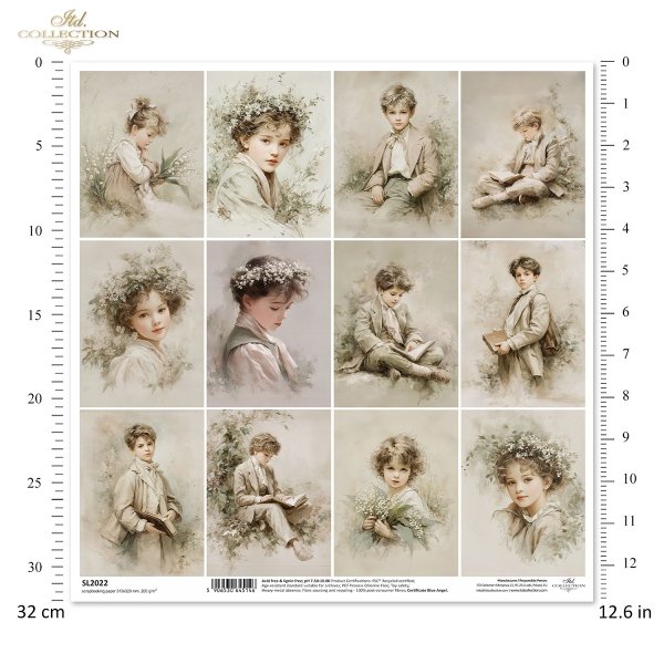 portrety, chłopcy, styl vintage, sepia, czytanie książek, klasyczne stroje, estetyka retro, akwarela, dziewczynka, kwiaty, konwalie, wianek, delikatność, pastelowe barwy