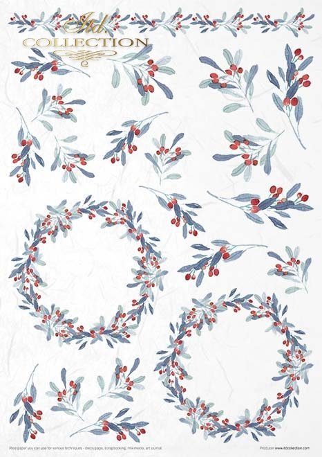 Zestaw kreatywny na papierze ryżowym - święta w błękicie * Creative set on rice paper - Christmas in blue