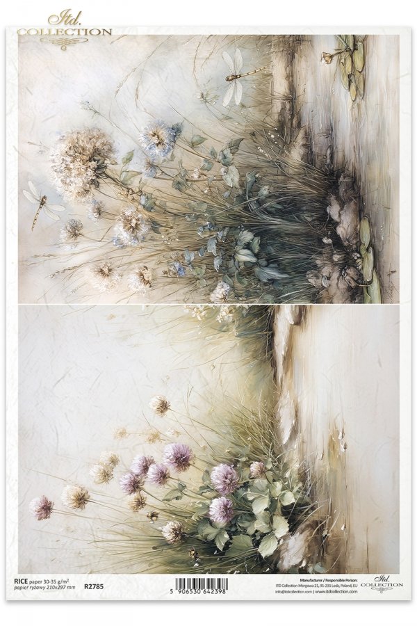 Sielanka, akwarela, natura, las, łąka, kwiaty polne*Idyllic, watercolor, nature, forest, meadow, wildflowers