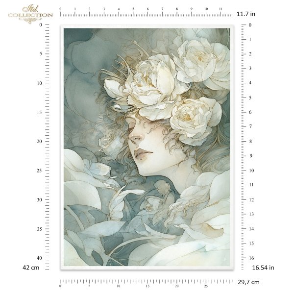 Papier decoupage morwowy FPA3017, dekoracyjne wzory, motywy kwiatowe, bukiet kwiatów, Ogród Muz, Garden of Muses * Mulberry decoupage paper FPA3017, decorative patterns, floral motifs, bouquet of flowers, Garden of Muses *Seria Garden of Muses