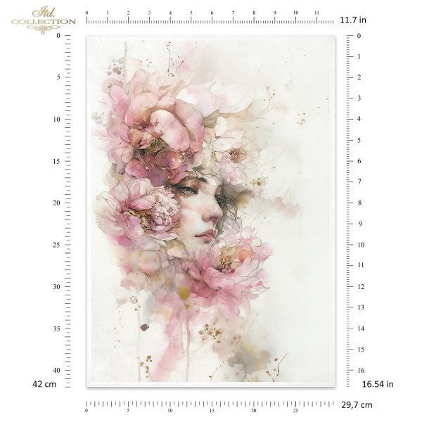 Papier decoupage morwowy FPA3016, dekoracyjne wzory, motywy kwiatowe, bukiet kwiatów, Ogród Muz, Garden of Muses * Mulberry decoupage paper FPA3016, decorative patterns, floral motifs, bouquet of flowers, Garden of Muses *Seria Garden of Muses