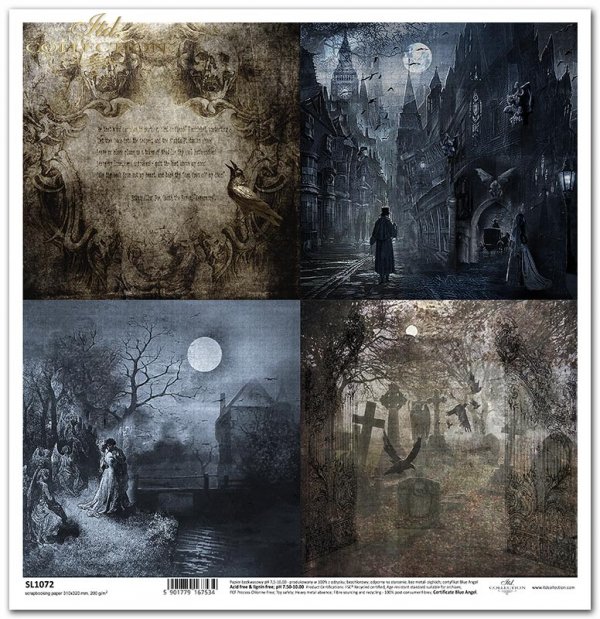 Gockie Sekrety - kruk, zjawa, Londyn nocą, duchy, księżyc, cmentarz, tagi*Gothic Stories - Gothic Secrets - raven, phantom, London by night, ghosts, moon, graveyard, tags
