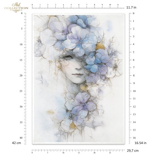 Papier decoupage morwowy FPA3020, dekoracyjne wzory, motywy kwiatowe, bukiet kwiatów, Ogród Muz, Garden of Muses * Mulberry decoupage paper FPA3020, decorative patterns, floral motifs, bouquet of flowers, Garden of Muses *Seria Garden of Muses