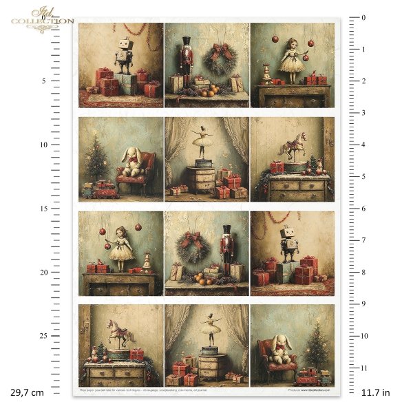 robot, prezenty, święta, vintage, retro, Dziadek do Orzechów, wieniec, pomarańcze, szyszki, lalka, bombki, choinka, pluszowy królik, fotel, pociąg zabawkowy, baletnica, pozytywka, zasłony, konik na biegunach*robot, gifts, Christmas, vintage, retro, Nutcra