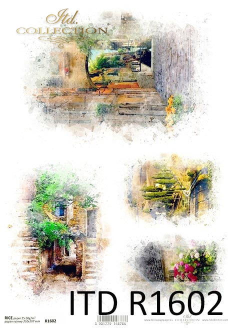 Akwarele, romantyczne zakątki, wiejskie widoczki, domek w kwiatach * Watercolors, romantic nooks, rural vistas, a house in flowers