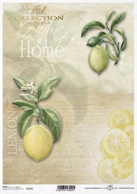 Frutas de decoupage de papel, limones*Фрукты для декупажа бумаги, лимоны*Papier decoupage Früchte, Zitronen