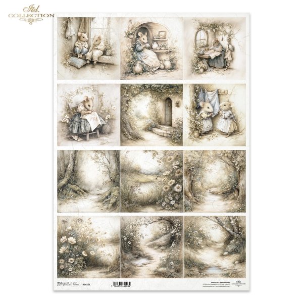 Myszki, sielanka, akwarela, retro, las, natura*Mice, idyll, watercolour, retro, forest, nature*Mäuse, Idylle, Aquarell, Retro, Wald, Natur*Ratones, idilio, acuarela, retro, bosque, naturaleza