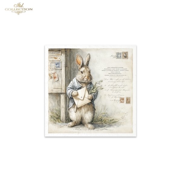 Wielkanocne zające, retro poczta, listy, akwarela, styl vintage, rustykalne ilustracje, antropomorficzne króliki, wiktoriański klimat*Easter bunnies, retro post, letters, watercolor, vintage style, rustic illustrations, anthropomorphic rabbits, Victorian 