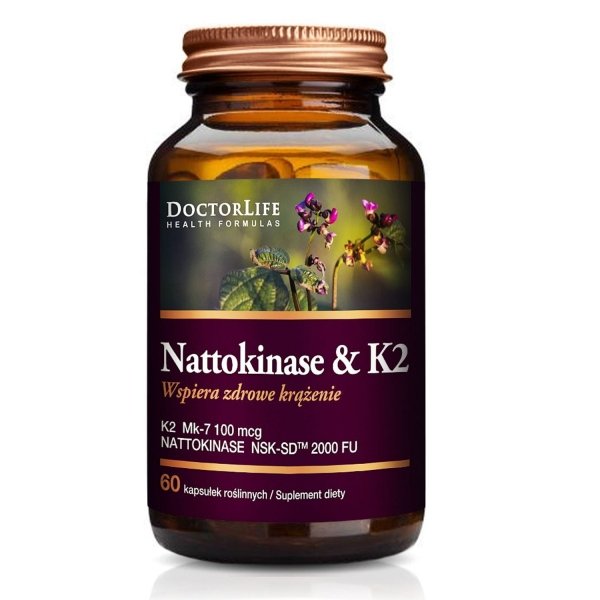Doctor Life Nattokinase  K2 Mk-7 100mcg wspiera zdrowe krążenie suplement diety 60 kapsułek (P1)