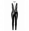 F298 Libido Deep-V catsuit with collar and pearl chain L