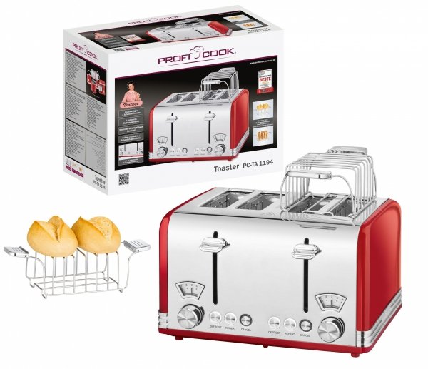 Toster na 4 kromki ProfiCook PC-TA 1194 czerwony