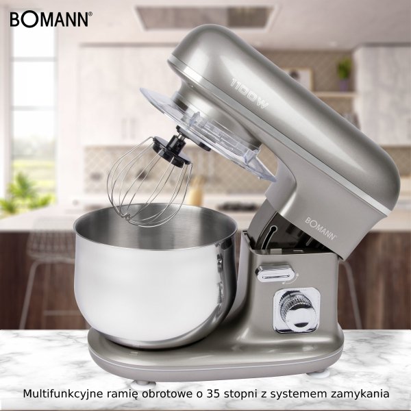 Mikser planetarny, robot kuchenny Bomann KM 6010 CB NA  (tytanowy/szary)