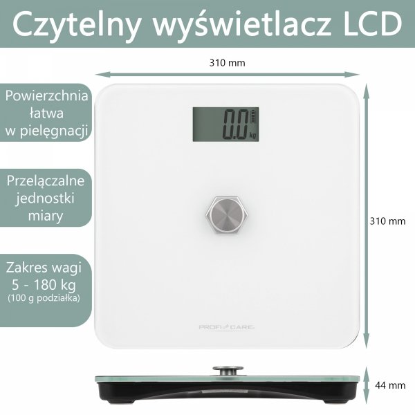 Kinetyczna waga łazienkowa, ekologiczna, bez baterii ProfiCare PC-PW 3112 (biała)