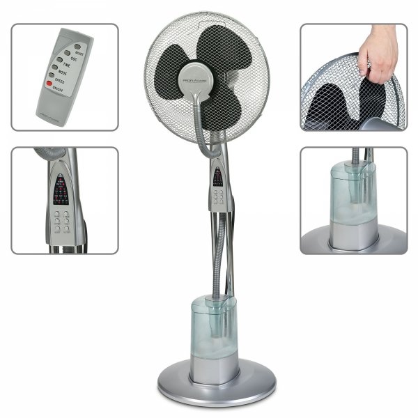 Podłogowy wentylator stojący z nawilżaczem i pilotem 3 w 1 ProfiCare PC-VL 3069 LB (40cm)