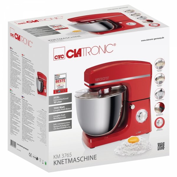 Robot kuchenny mikser planetarny 10 litrów Clatronic KM 3765 (czerwony)