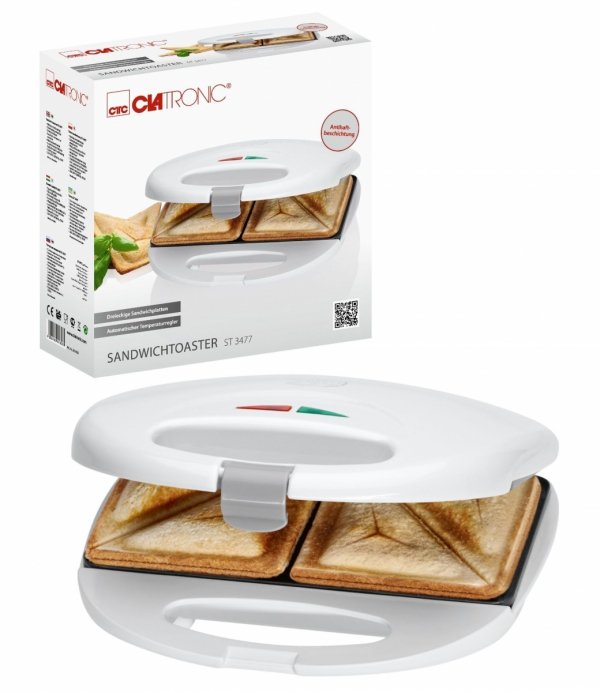 Opiekacz do kanapek tostów Clatronic ST 3477 (biały)