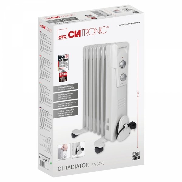Grzejnik olejowy elektryczny 7 żebrowy 1500 W Clatronic RA 3735