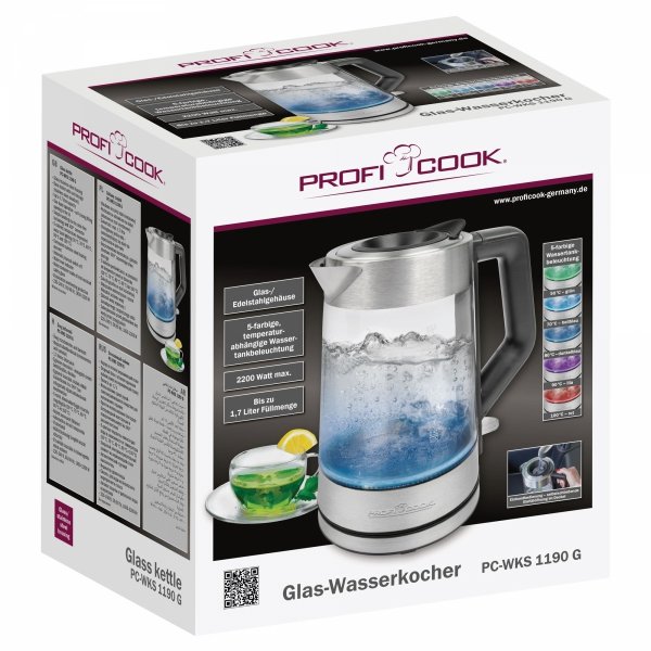 Czajnik elektryczny szklany 1,7L ProfiCook PC-WKS 1190 G