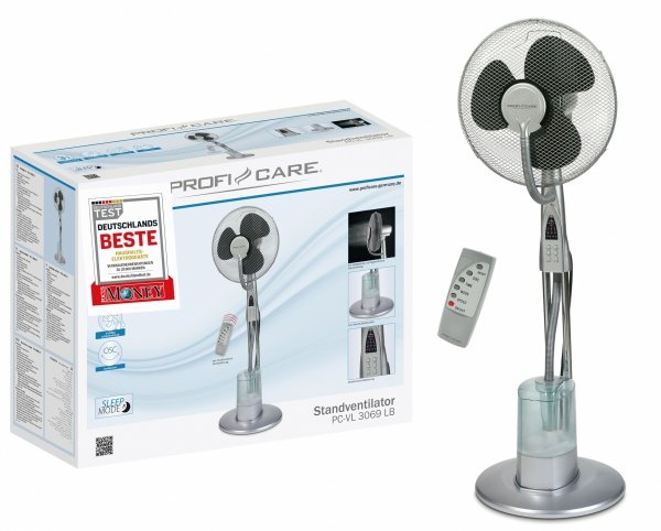 Podłogowy wentylator stojący z nawilżaczem i pilotem 3 w 1 ProfiCare PC-VL 3069 LB (40cm)