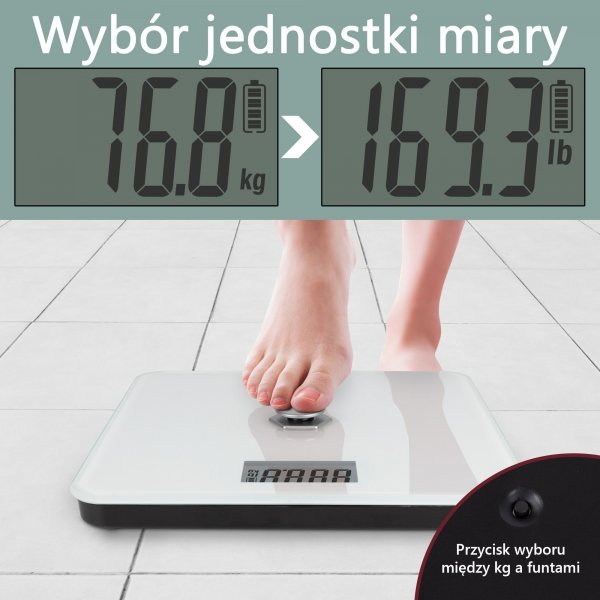 Kinetyczna waga łazienkowa, ekologiczna, bez baterii ProfiCare PC-PW 3112 (biała)