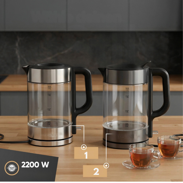 Czajnik elektryczny szklany 1.7 L ProfiCook PC-WKS 1322 G (ciemny inox)