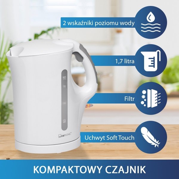 Czajnik elektryczny bezprzewodowy 1,7L Clatronic WK 3445 (biały)
