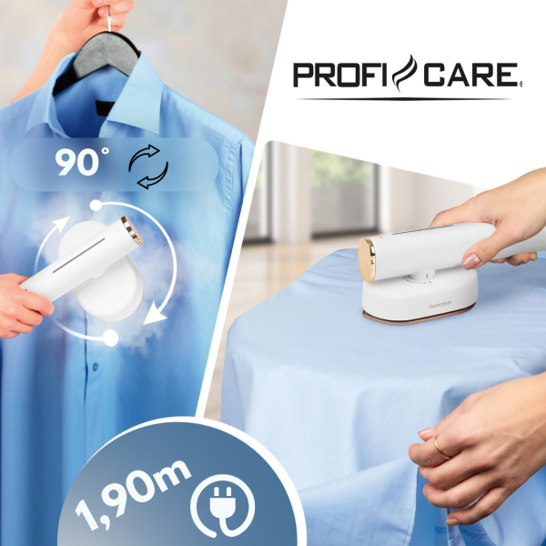 Żelazko turystyczne i steamer 2w1 ProfiCare PC-DG 3124 (biało–złoty)