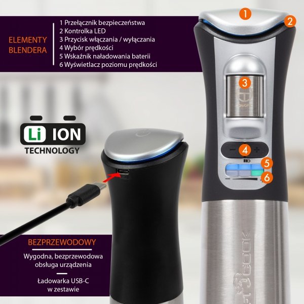 Bezprzewodowy blender ręczny, mikser ProfiCook PC-SM 1237 A
