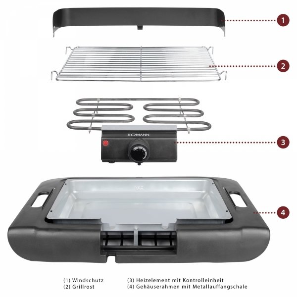 Grill elektryczny stołowy barbecue Bomann BQ 2243 CB