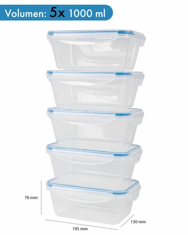 Pojemniki do przechowywania żywności 5x 1000 ml Classbach C-FHD 4007 K