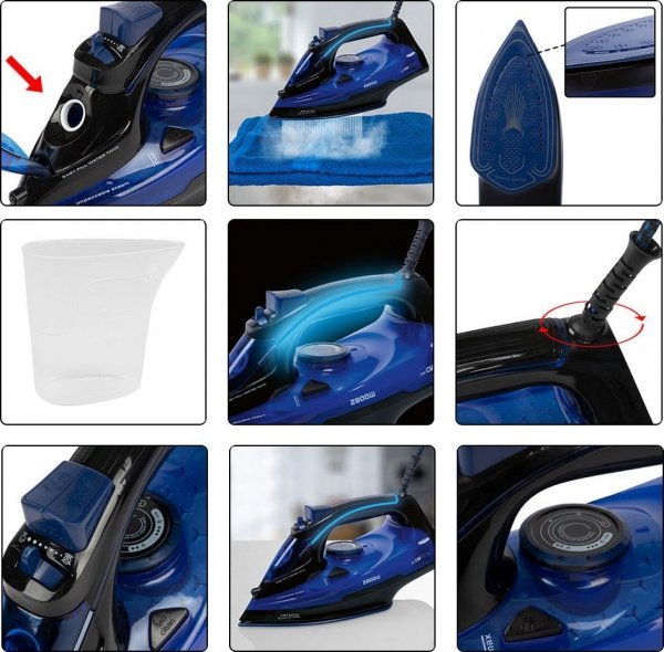 Żelazko parowe, ceramiczne z samooczyszczaniem, mocne 2800 W Clatronic DB 3755