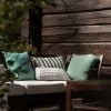 Cream Garden Pillow in Green Stripes 60x40