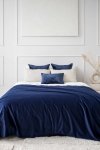 Navy Blue Bedspread 220x140 Velvet