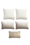 Kremowo-złoty zestaw 5 poduszek dekoracyjnych do sypialni Touch