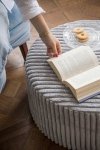 Duża okrągła beżowa pufa CORD 60x30