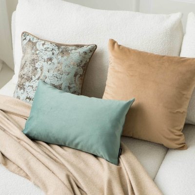 Beige-Mint Set Dekokissen Velvet+Gold