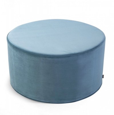 Large blue velvet pouf 60x30