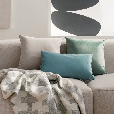 Gray-Mint Velvet Pillow Set