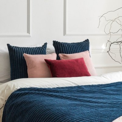 Granatowo-różowy zestaw 5 poduszek dekoracyjnych do sypialni Cord
