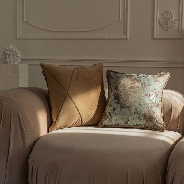 Mint-Beige Dekokissen Gold 40x40 cm