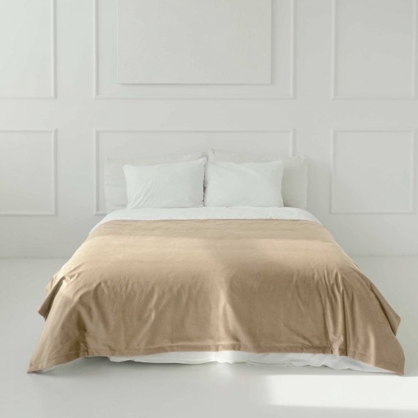 Cremefarbene Tagesdecke 220x140 Velvet
