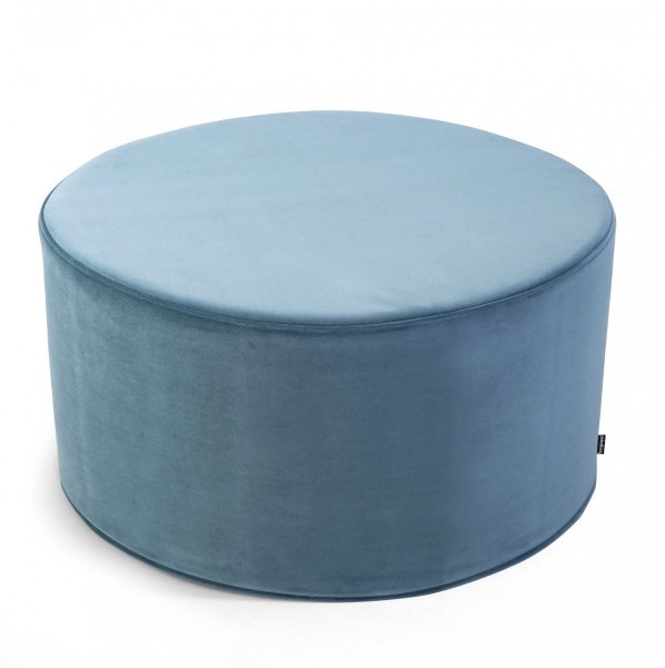 Large blue velvet pouf 60x30