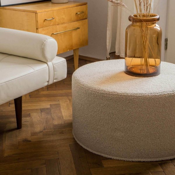 Large Beige Cozy Pouffe 60x30