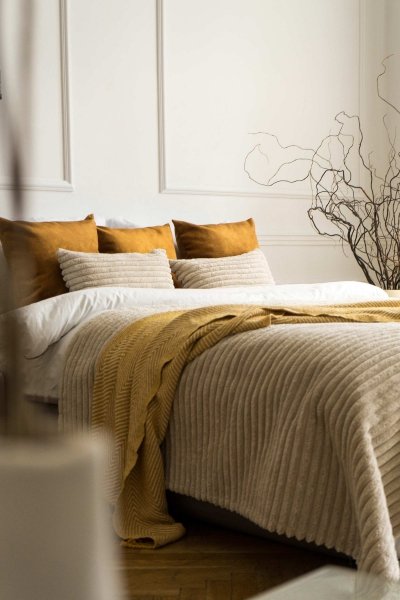 Beige Bedspread 220x140 Cord