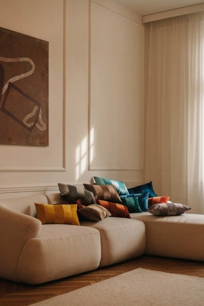 Stripes niebieska poduszka dekoracyjna 50x30 ZERO WASTE