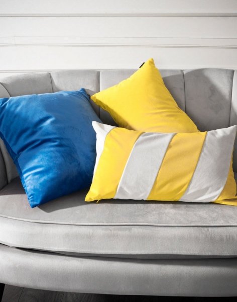 Stripes szaro żółta poduszka dekoracyjna 50x30