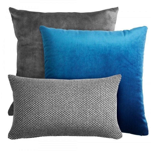 Szaro niebieski zestaw poduszek dekoracyjnych Glossy