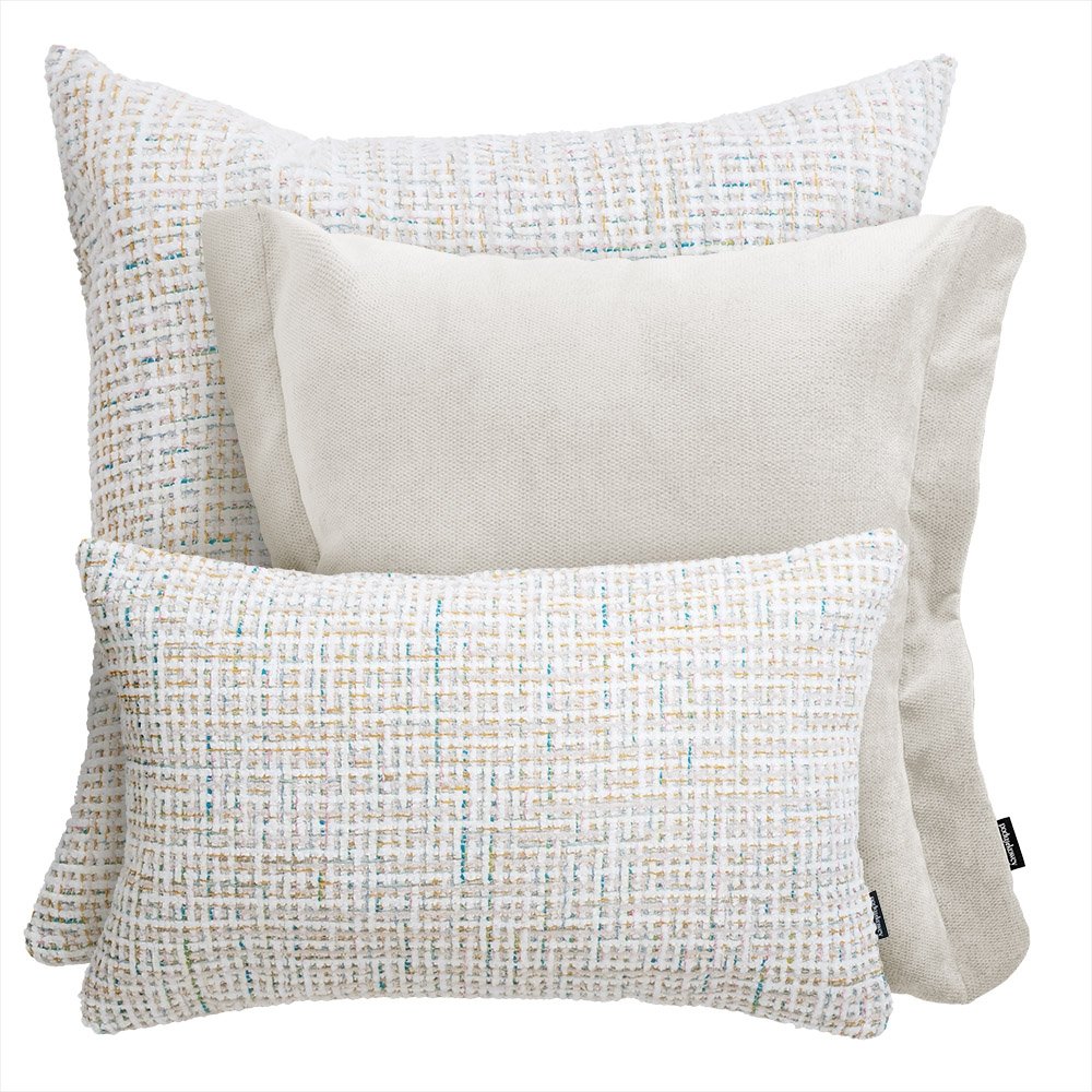 Cream Set of 3 Decorative Pillows Aurum