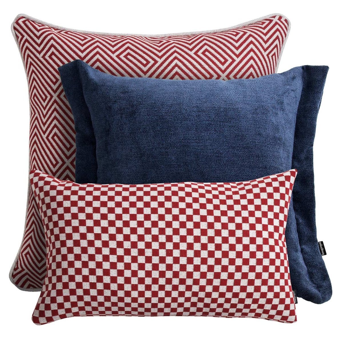 Red-Navy Decorative Pillow Set - Mosaica